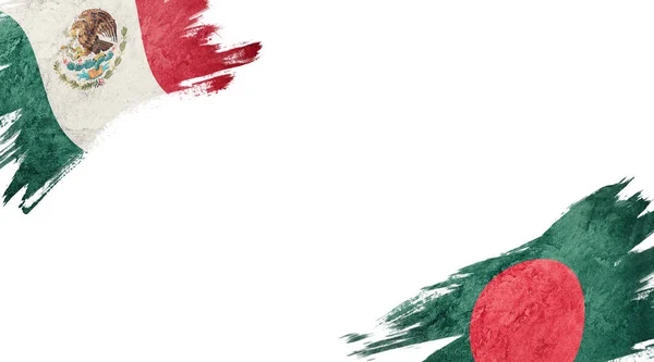Флаги Мексики и Бангладеш на белом фоне — стоковое фото